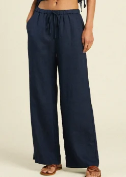 Outlet Trovata Vera Pants in Navy Linen Bottoms