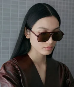 Outlet VITO OXBLOOD RED / oversized, dark red aviator sunglasses Accessories