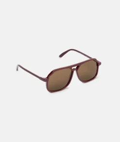 Outlet VITO OXBLOOD RED / oversized, dark red aviator sunglasses Accessories