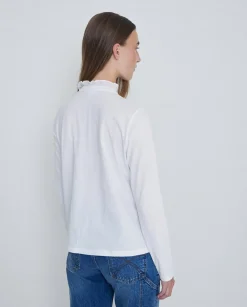 Online Yerse Cotton Ruffle T-Shirt in White Tops